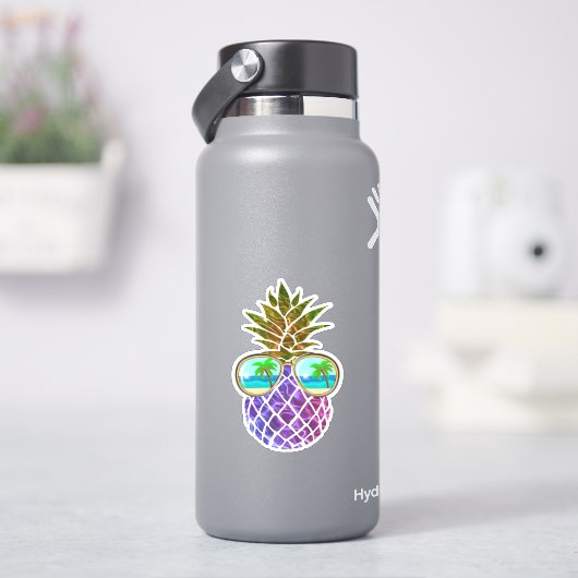 Tropisch rosa lila Ananas Aufkleber (HydroFlask)