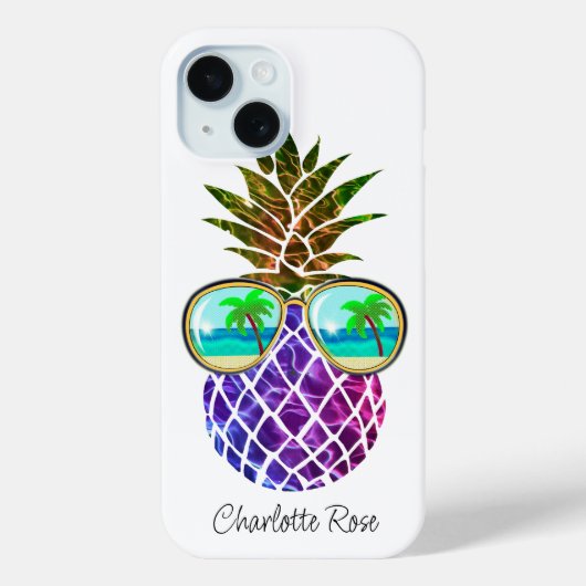 Tropisch rosa lila Ananas Case-Mate iPhone Hülle (Rückseite)