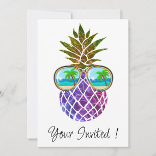 Tropisch rosa lila Ananas Einladung