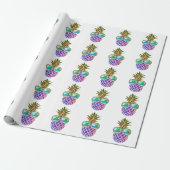 Tropisch rosa lila Ananas Geschenkpapier (Ungerollt)