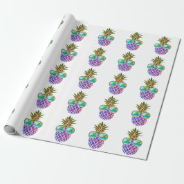 Tropisch rosa lila Ananas Geschenkpapier