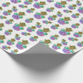Tropisch rosa lila Ananas Geschenkpapier (Ecke)