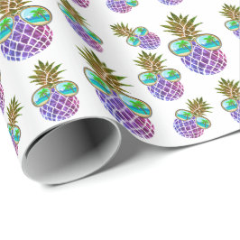 Tropisch rosa lila Ananas Geschenkpapier
