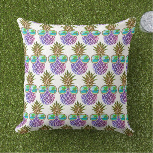 Tropisch rosa lila Ananas Kissen