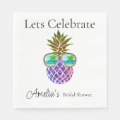 Tropisch rosa lila Ananas Serviette (Vorderseite)