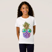 Tropisch rosa lila Ananas T-Shirt (Vorne ganz)