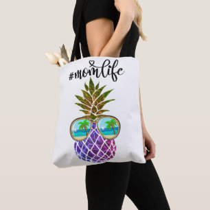 Tropisch rosa lila Ananas Tasche