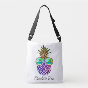 Tropisch rosa lila Ananas Tragetaschen Mit Langen Trägern