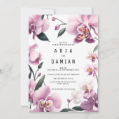 Tropisch-rosa, orchid-blumenreiche Hochzeit Einladung (Vorderseite)