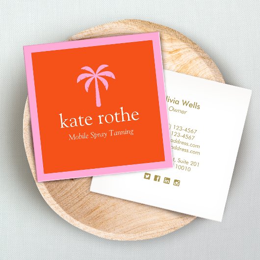 Tropisch rosa Palm Tree Mobile Spray Tanning Cal Telefonnummerkarte