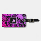 Tropisch-rosa Palmenblatt Modernes Chic Monogramm Gepäckanhänger (Vorderseite horizontal)