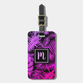 Tropisch-rosa Palmenblatt Modernes Chic Monogramm Gepäckanhänger (Vorderseite vertikal)