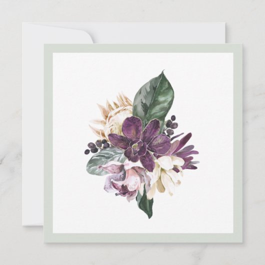 Tropisch rosa Papagei und Sage Floral 50. Geburtst Einladung (Rückseite)