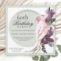 Tropisch rosa Papagei und Sage Floral 60. Geburtst