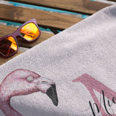 Tropisch rosa Personalisiertes Monogramm Flamingo Badehandtuch