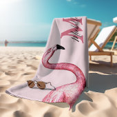 Tropisch rosa Personalisiertes Monogramm Flamingo Badehandtuch