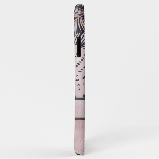 Tropisch rosa Schwarze Monogramm Metallic Chic Case-Mate iPhone Hülle (Hinten/Rechts)