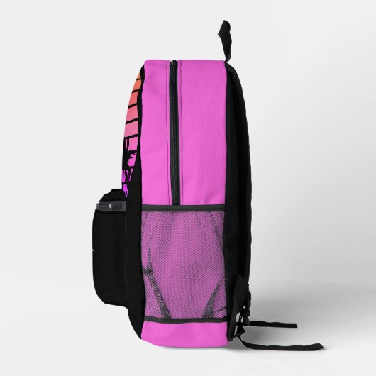 Tropisch rosa, schwarze Palmen Treppen Custom Beac Bedruckter Rucksack (Rechts)