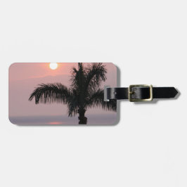 Tropisch rosa Sonnenuntergang und Palme Gepäckanhänger