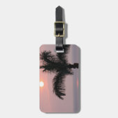 Tropisch rosa Sonnenuntergang und Palme Gepäckanhänger (Vorderseite vertikal)
