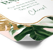 Tropisch rosa Streifen Chic Bridal Mimosa Bar Poster (Ecke)