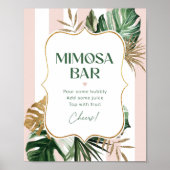 Tropisch rosa Streifen Chic Bridal Mimosa Bar Poster (Vorne)