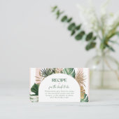 Tropisch rosa Streifen Palm Brautparty Rezept Begleitkarte (Stehend Vorderseite)