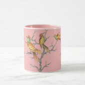 Tropisch rosa Vogelzweige Chinoiserie Hübsch Tasse (Zentrum)