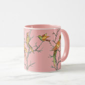 Tropisch rosa Vogelzweige Chinoiserie Hübsch Tasse (VorderseiteRechts)