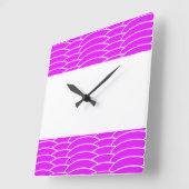 Tropisch rosa Wellen des weißen Deco Art Deco Stre Quadratische Wanduhr (Winkel)
