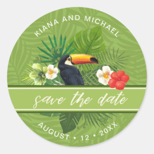 Tropisch Save the Date grün ID577 Runder Aufkleber