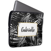 Tropisch Schwarz-weiß Modernes Palmmuster Laptopschutzhülle (Vorne Rechts)