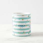 Tropisch "SEAson's Greetings, Aqua Stripes & Dots Kaffeetasse (Mittel)