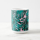 Tropisch Türkis Rosa Monstera Jungle Blätter Kaffeetasse (Mittel)