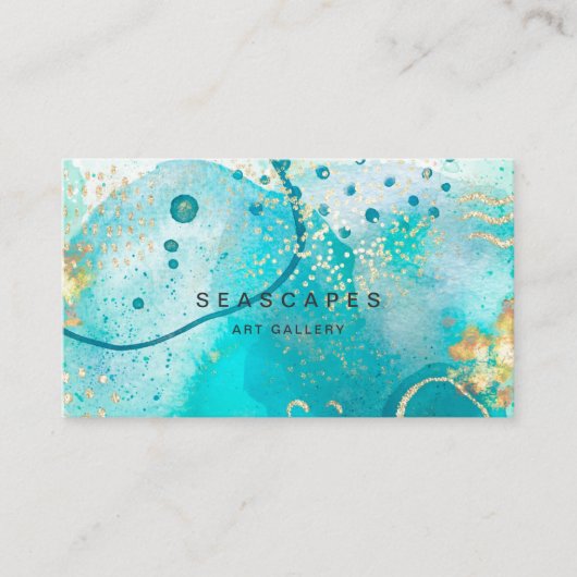 Tropisch Türkis Wasserfarbenküste Abstrakt Visitenkarte (Vorderseite)