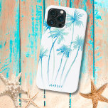 Tropisch türkisfarbene Palmen Case-Mate iPhone Hülle<br><div class="desc">Fügen Sie eine Touch der Tropen zu Ihrem Telefon mit diesem tropischen Gehäuse mit Aquarellpalmen in türkisblauen und grünen Farbtönen.</div>