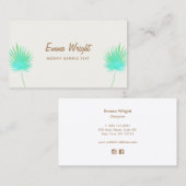 Tropisch türkisfarbene Palmenblätter Visitenkarte (Vorne/Hinten)