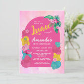 Tropisch und farbenfroh Luau Einladung (Stehend Vorderseite)