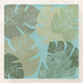 Tropisch verblasste Blätter Glasuntersetzer (Vorderseite)