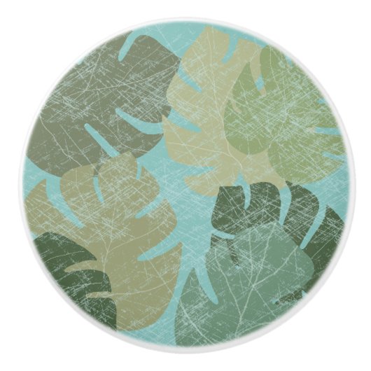 Tropisch verblasste Blätter Keramikknauf (Vorderseite)