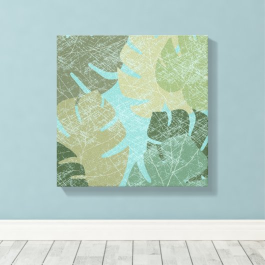 Tropisch verblasste Blätter Leinwanddruck (Insitu (Holzboden))