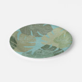 Tropisch verblasste Blätter Pappteller (Schrägansicht)