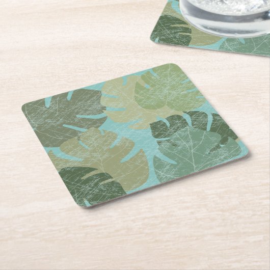 Tropisch verblasste Blätter Rechteckiger Pappuntersetzer (angewinkelt)