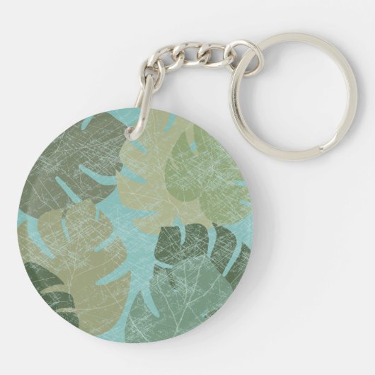 Tropisch verblasste Blätter Schlüsselanhänger (Rückseite)