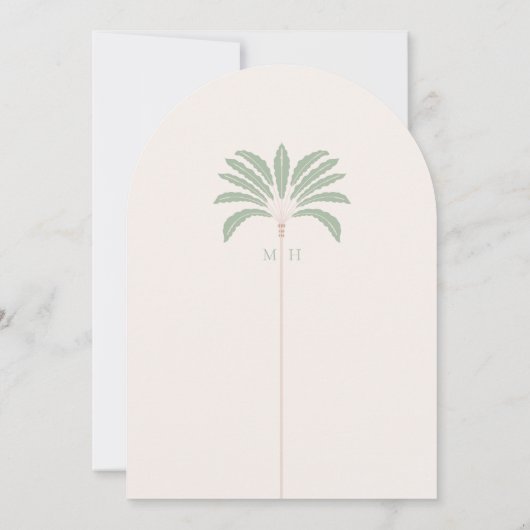 Tropisch Verziert dekoratives Boho Palm Tree Monog Einladung (Rückseite)
