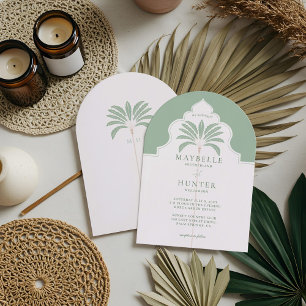 Tropisch Verziert dekoratives Boho Palm Tree Monog Einladung
