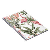 Tropisch Vintag rosa Flamingo, Bananenbäume und Notizblock (Rechte Seite)