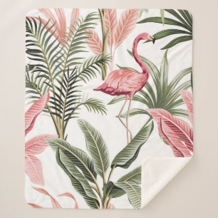 Tropisch Vintag rosa Flamingo, Bananenbäume und  Sherpadecke