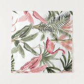 Tropisch Vintag rosa Flamingo, Bananenbäume und Wandteppich (Vorderseite (Horizontal))