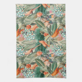 Tropisch Vintage Vögel im Dschungelparadies sepia Geschirrtuch (Vertikal)